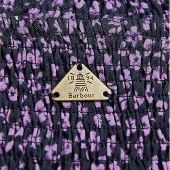 NWT Barbour Midhurst Mock Neck Smocked Ditsy Floral Blouse Sz. 8 Purple Black - Picture 4 of 12